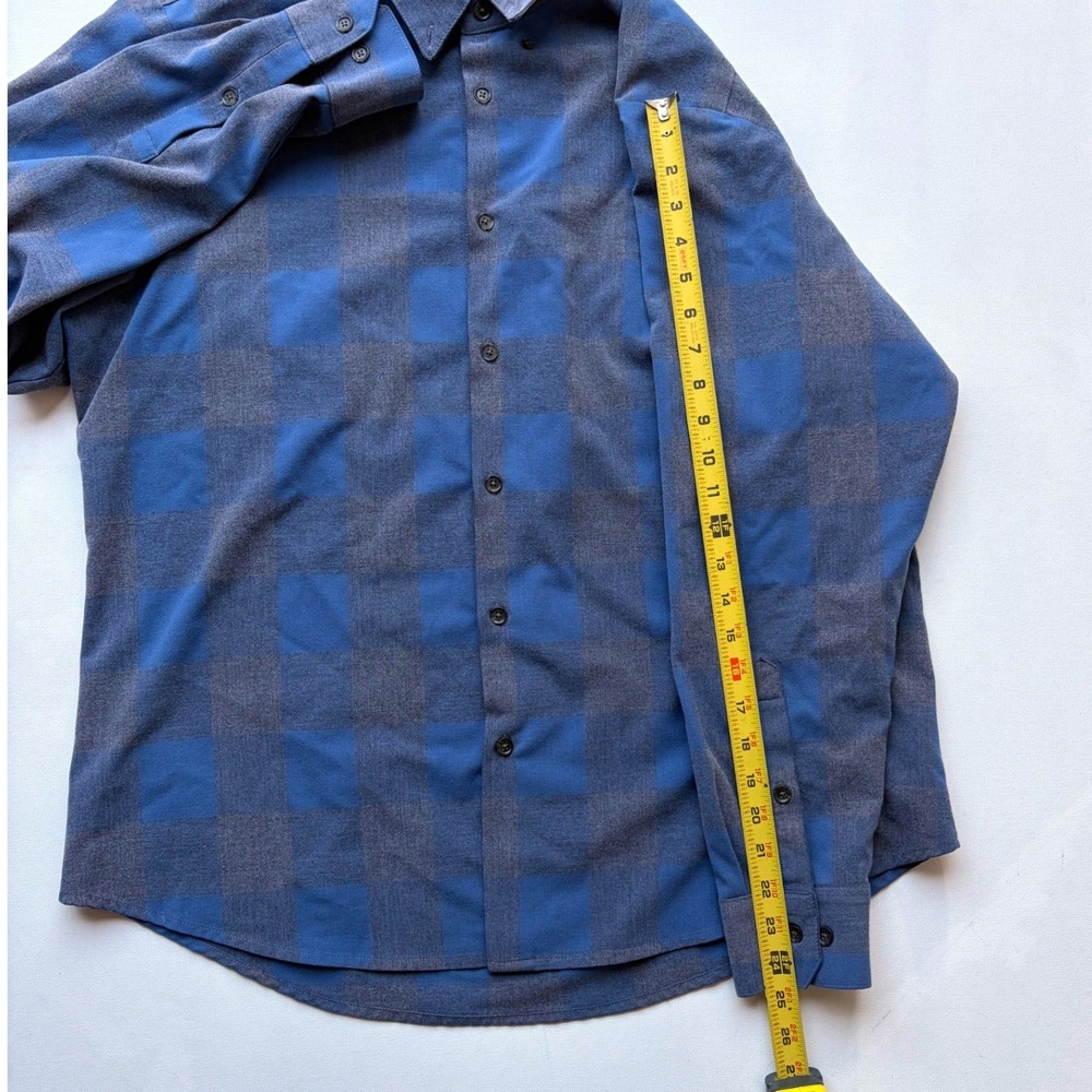Mizzen+Main Mens Large Standard Fit Blue Grey Buffalo Check Performance Shirt - Picture 6 of 6